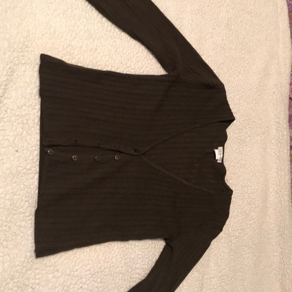 dark green cardigan.